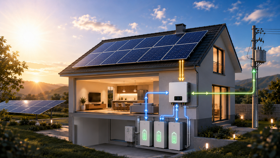 Nguyên lý hoạt động của điện năng lượng mặt trời có lưu trữ - Autosolar.vn